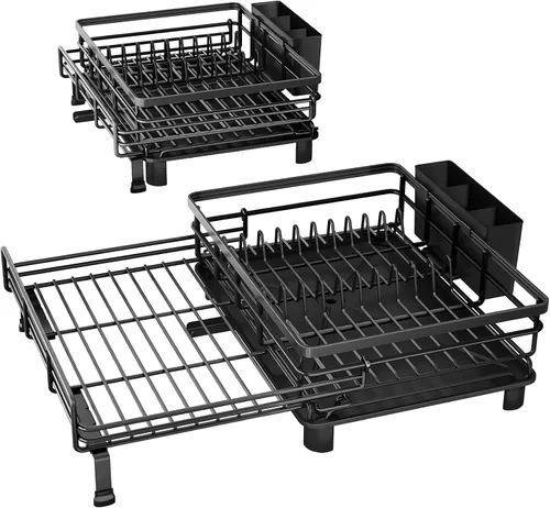 Vista 9 de Escurridor extensible para encimera de cocina, acero inoxidable, color negro