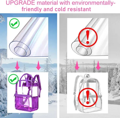 Vista 6 de ZLYERT Mochila transparente, resistente bolsa de libros transparente, mochilas grandes de PVC transparente para mujeres y hombres