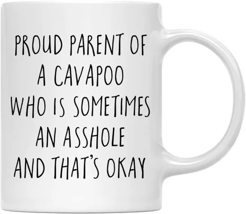 Vista 69 de Andaz Press Funny Dog - Taza de café de 11 onzas, regalo de broma, orgulloso padre de un afenpinscher que es a veces un gilipollas y eso está bien