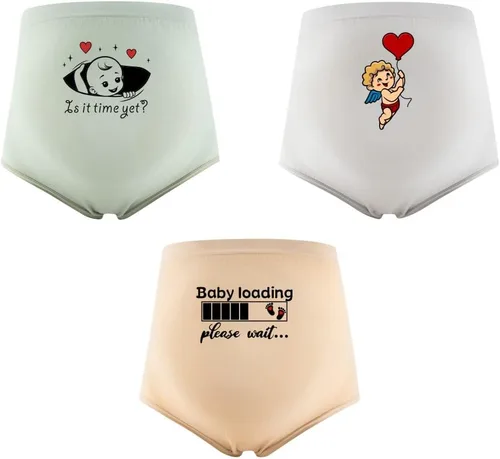 Vista 2 de Ropa interior de maternidad para mujer, ropa interior con soporte para el abdomen, con eslogan divertido, ropa de embarazo, regalos
