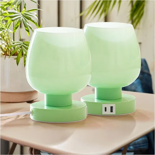 Vista 10 de Lámpara de Mesa de Noche Táctil - Lámpara Pequeña Rosa para Dormitorio con Puertos de Carga USB C+A, Regulable de 3 Niveles, Lámpara de Escritorio