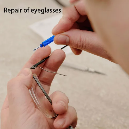 Vista 3 de 4 piezas de mini destornillador para anteojos, kit de destornillador de precisión 4 en 1, juego de reparación de gafas, reloj de sol con llavero