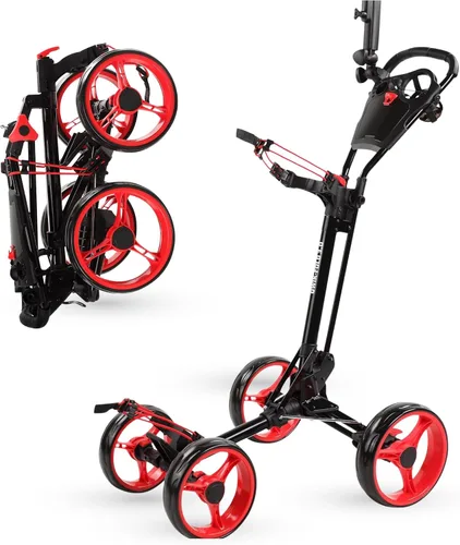 Vista 10 de Qwik-Fold Carrito de golf plegable de 4 ruedas, freno de pie, ¡un segundo para abrir y cerrar!