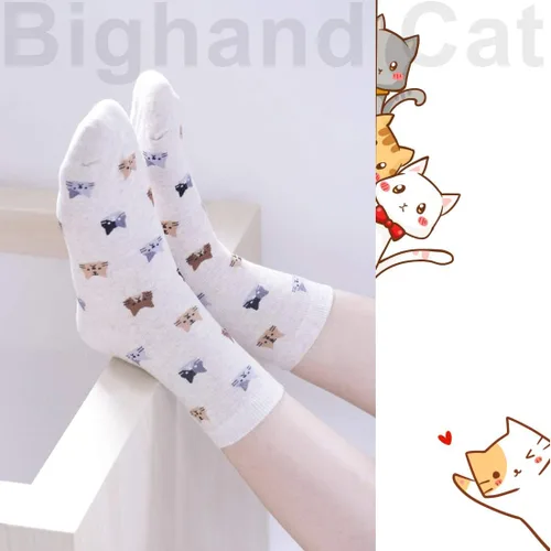 Vista 6 de IIG 3-6 pares de calcetines de algodón para mujer, diseño de animales, simpáticas calcetas de algodón, de novedad.