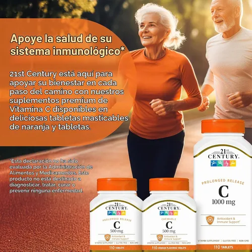 Vista 7 de 21st Century Vitamina C 500 mg Tabletas masticables, Naranja, 110 unidades Vitamin C 500 mg Chewable with Natural Orange Flavor, Daily Immune &