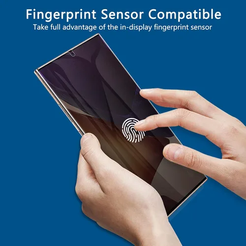 Vista 3 de LYWHL Protector de pantalla de privacidad para Samsung Note 20 Ultra, compatible con identificación de huellas dactilares, película flexible