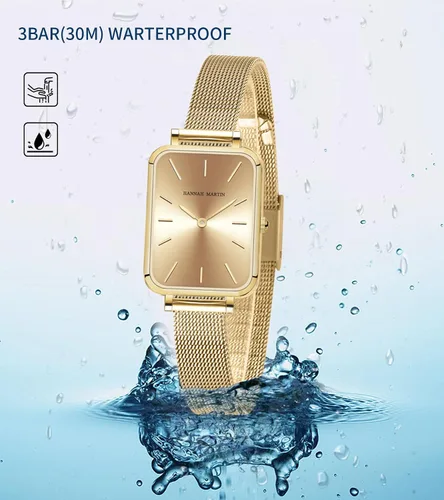 Vista 5 de HANNAH MARTIN Relojes para mujer, impermeables, de cuarzo analógico, con correa de acero inoxidable, reloj de pulsera de moda y delicado, reloj