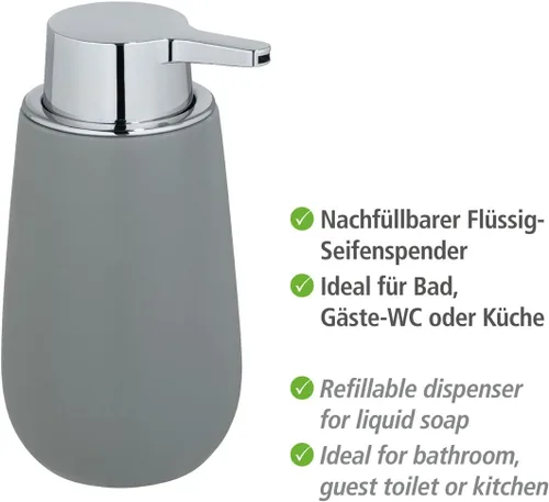 Vista 3 de Wenko 23648100 - Dispensador de jabón (3.7 x 6.3 x 3.1 in), color gris