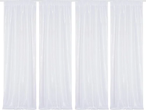 Vista 28 de PartyDelight Cortinas de fondo de lentejuelas color azul bebé, 2 paneles de 2 x 8 pies, alta densidad de 0.118 in, fondo de lentejuelas brillantes