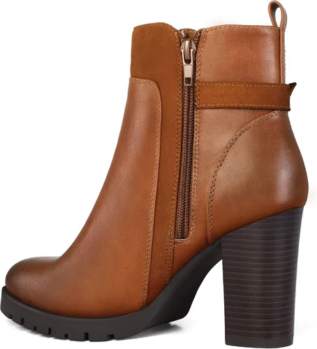 Vista 5 de mysoft Botines de mujer con tacón grueso apilado y cremallera