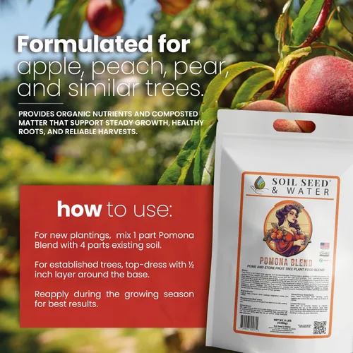 Vista 4 de Soil Seed & Water Fertilizante orgánico Pomona Blend - Enmienda del suelo para árboles frutales de pepita y hueso