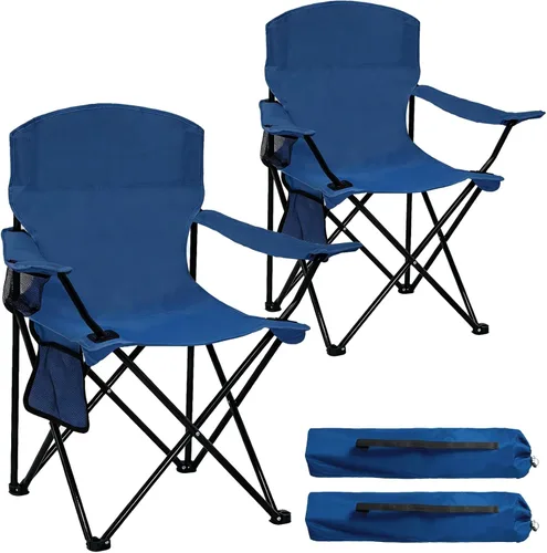 Vista 14 de Silla plegable para acampar con portavasos y bolsa de almacenamiento lateral, capacidad de 300 libras, ligera, respaldo alto, portátil para playa
