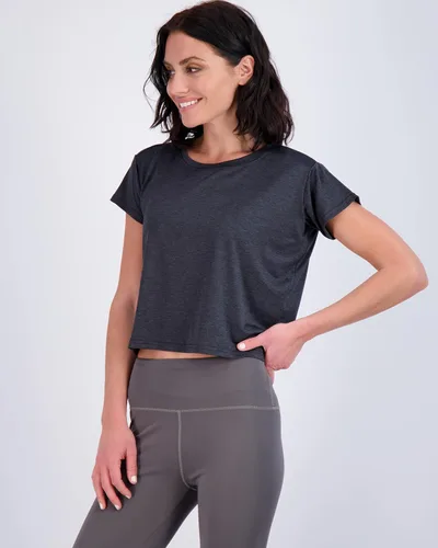 Vista 2 de Paquete de 5 camiseta corta de ajuste seco para mujer, camiseta atlética elástica de manga corta con cuello redondo (disponible en tallas grandes)