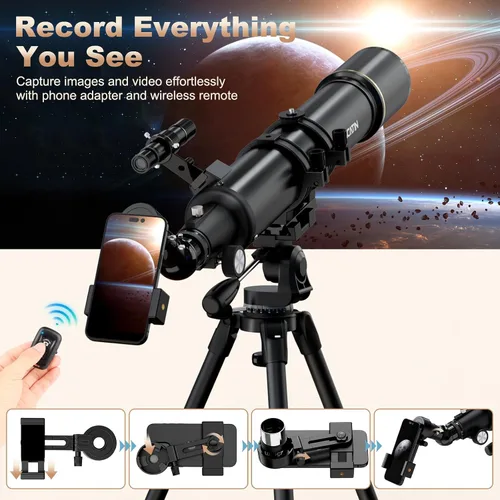 Vista 5 de NACATIN Telescopio de Astronomía para Adultos y Principiantes, Apertura de 90mm 800mm de Longitud Focal Telescopio Refractor Profesional Portátil