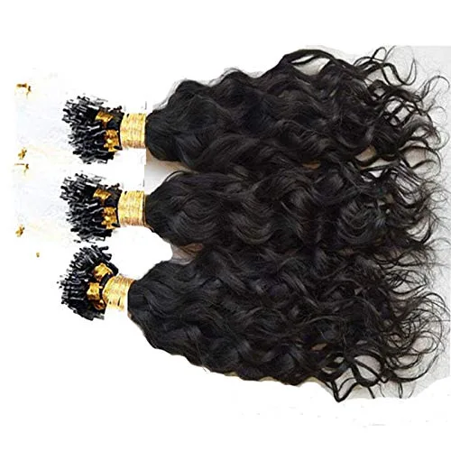 Vista 5 de Extensiones de cabello humano virgen malasio con micro bucle de onda suelta corta, micro enlace, extensiones de cabello humano natural real