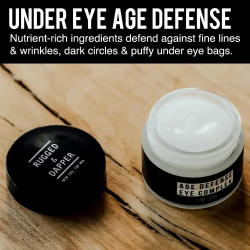 Vista 4 de RUGGED & DAPPER Crema facial Age Defense, limpiador facial diario Power Scrub facial, complejo de ojos de defensa de la edad