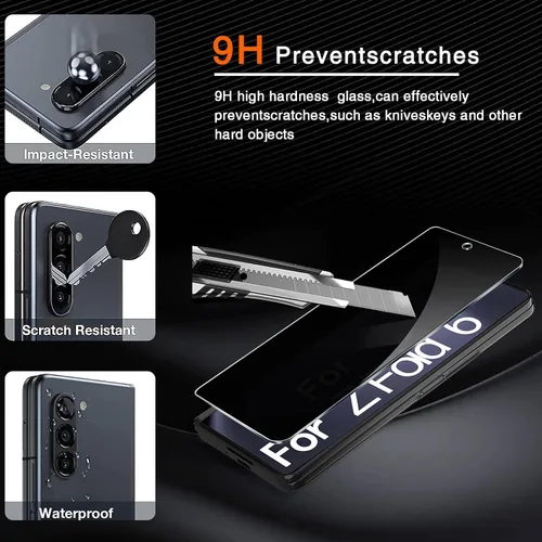 Vista 6 de Ferilinso Paquete de 2 protectores de pantalla de privacidad para Samsung Galaxy Z Fold 6 [compatible con fundas de teléfono], película