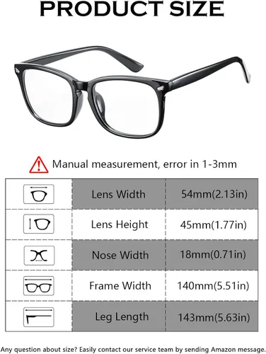 Vista 5 de DeBuff Square Clear Lens Gafas Nerd Mujeres Mens sin receta Gafas Marcos