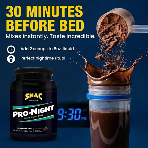 Vista 7 de SNAC Pro-Night Mezcla de proteínas en polvo, proteína saborizada, chocolate, 1.6 libras