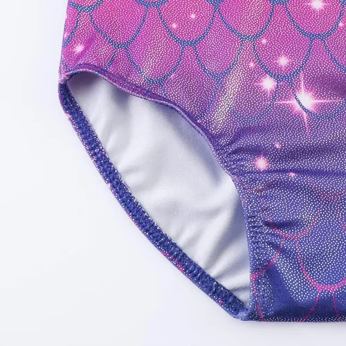 Vista 5 de HOZIY - Leotardos de manga larga para niñas, de gimnasia, para niños pequeños, trajes florales de unicornio, galaxia, arco iris, patrón de rayas