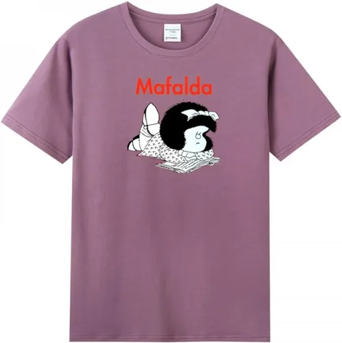 Vista 6 de Mafalda Read Book - Camiseta de manga corta para mujer adulta Negro