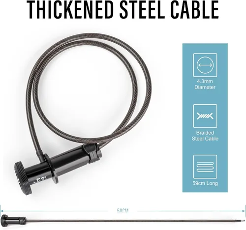 Vista 5 de Candado de cable de bicicleta – Cable de bloqueo de bicicleta – Bloqueo de cadena de bicicleta para casco de bicicleta, antirrobo para barras