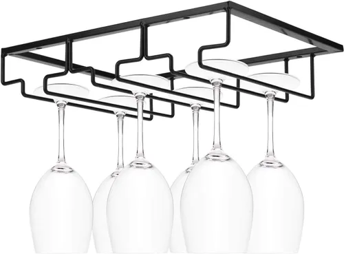 Vista 8 de Estante para copas de vino, soporte para copas de vino, soporte para copas de vino, organizador de metal para armario, cocina, bar