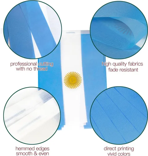 Vista 2 de Anley Banderines de cuerda de Argentina, banderines para eventos patrióticos, decoración del Día de la Independencia de Argentina, 9 de julio