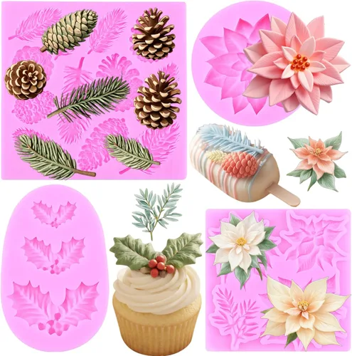 Vista 8 de ZiXiang Molde de silicona para pastel de árbol de Navidad, fiesta de cumpleaños, bricolaje, decoración de pasteles, decoración de cupcakes, arcilla