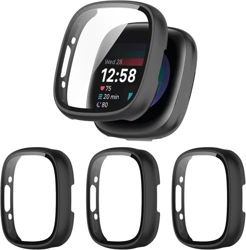Vista 9 de Paquete de 6 fundas protectoras de pantalla para Fitbit Sense 2 / Versa 4 [cobertura completa], parachoques de policarbonato duro, accesorios