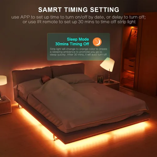 Vista 3 de Kit de 6 luces WIFI RGBCW para debajo del gabinete, funciona con Alexa, Google Assistant, aplicación y control remoto IR, tira de luz LED que cambia