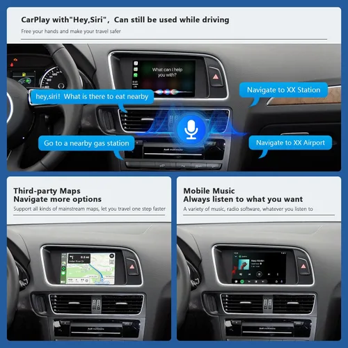 Vista 6 de Road Top Carplay inalámbrico Android Auto para Audi A4 A5 S4 S5 RS4 RS5 Q5 2008-2015 con sistema 3GMMI, kit de readaptación Carplay, soporte