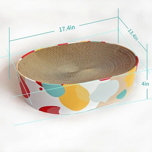 Vista 5 de Cama rascador para gatos, sofá de salón para gatos de interior, forma ovalada, 17 x 13 pulgadas, muebles de larga duración