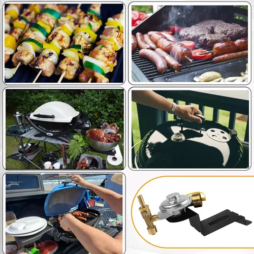 Vista 3 de Válvula y regulador de parrilla Weber mejorados 64866 de repuesto para piezas Weber Q1000 Q1200, ensamblaje de regulador de válvula de contorno