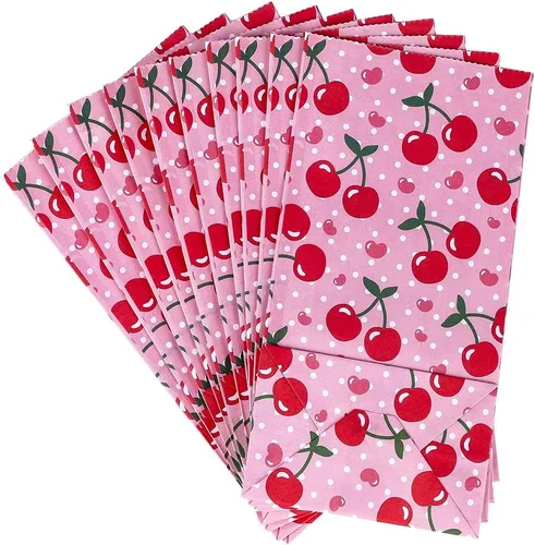 Vista 3 de ysmile Bolsa de regalo de fiesta, bolsa de papel para regalo, bolsa de regalo de cereza para niña, cumpleaños, celebración de niños, 24