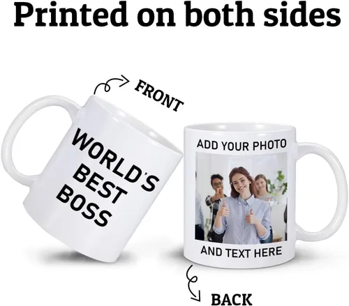 Vista 5 de Regalo de jefe personalizado para mujeres y hombres, taza del mejor jefe del mundo, regalo de cumpleaños para el mejor jefe, regalos del día