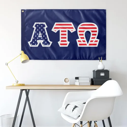 Vista 2 de Bandera de Estados Unidos Alpha Tau Omega - 3 pies x 5 pies