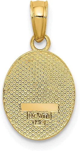 Vista 4 de Diamond2Deal Flor de Lis pequeña pulida de oro amarillo de 14 quilates en colgante ovalado, joyería fina para mujer, Metal, No es una piedra preciosa
