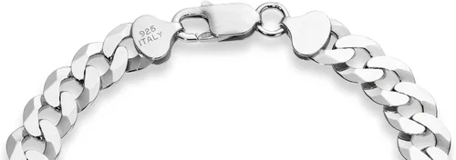 Vista 3 de Miabella Pulsera de plata de ley 925 italiana maciza de 0.354 in con corte de diamante, eslabones cubanos para hombre, fabricada en Italia