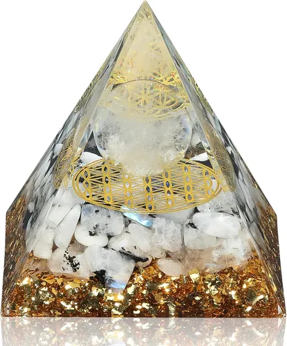 Vista 10 de Hopeseed Pirámide de orgón para energía positiva, amatista de orgonita y obsidiana pirámides de cristal curativo para reducir el estrés