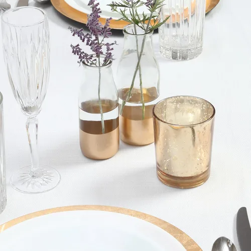 Vista 7 de Hosley Juego de 12 jarrones pequeños de cristal dorado de 5.5 pulgadas a granel para tallos individuales, decoración de centro de mesa para bodas