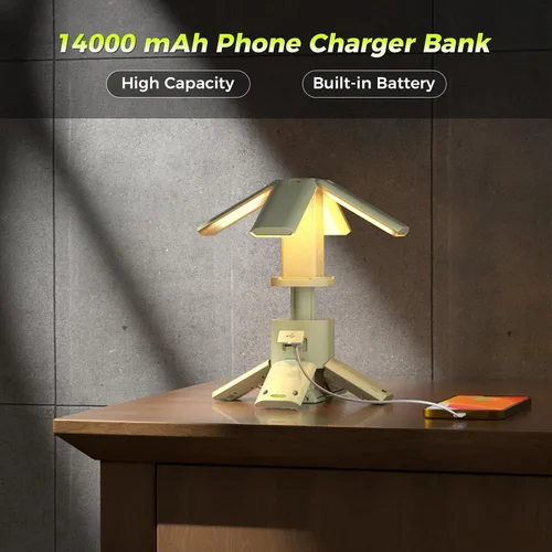 Vista 4 de Luces de camping telescópicas recargables de 14000 mAh LED, linternas magnéticas multifunción para iluminación de obra, lámpara de tienda de camping