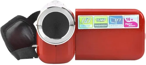 Vista 7 de Videocámara de video, 2 pulgadas TFT LCD Sceen Vlogging grabadora HD digital 16X Zoom videocámara juguete con micro USB para regalo de niños (rojo)