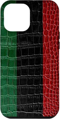 Vista 25 de iPhone 16 Pan African Flag Patriotic Crocodile Skin Print Pride Case