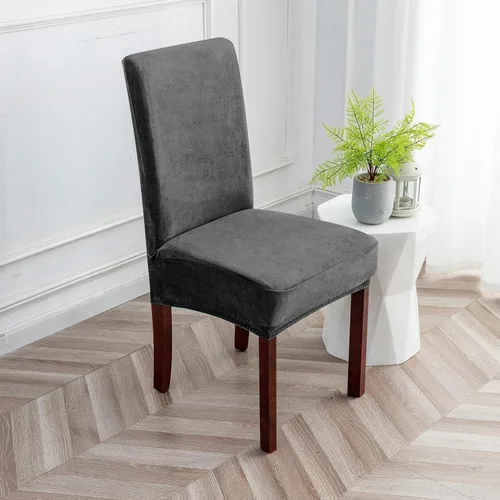 Vista 14 de Fundas de terciopelo para sillas de comedor, fundas elásticas de felpa para sillas altas, fundas protectoras de asiento lavables, fundas para sillas