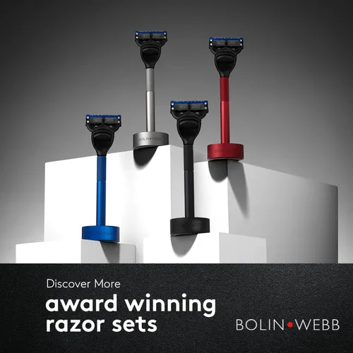 Vista 7 de Bolin Webb Generation Razor & Stand - Maquinillas de afeitar de lujo para hombres con 5 cuchillas Gillette Fusion, afeitadora de aluminio de alta
