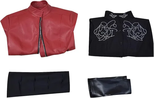 Vista 7 de Disfraz de bruja escarlata para cosplay de Wanda Maximoff, para mujer, niña, color rojo