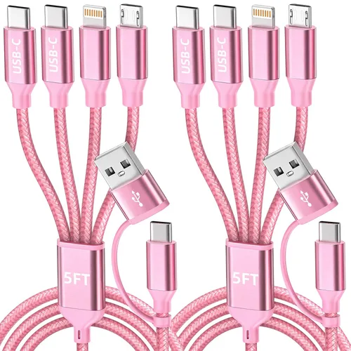 Vista 16 de Cable de carga múltiple para múltiples dispositivos con 2 puertos USB-C/IP Púrpura