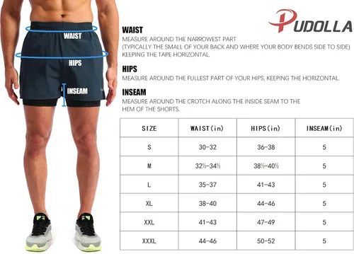Vista 7 de Pudolla pantalones cortos 2 en 1 para correr, de secado rápido, para hombre, con bolsillos de 5 pulgadas para teléfono