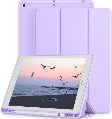 Vista 18 de Funda compatible con iPad de 9ª/8ª/7ª generación, para iPad de 10.2 pulgadas con soporte para lápiz, funda inteligente con soporte de TPU